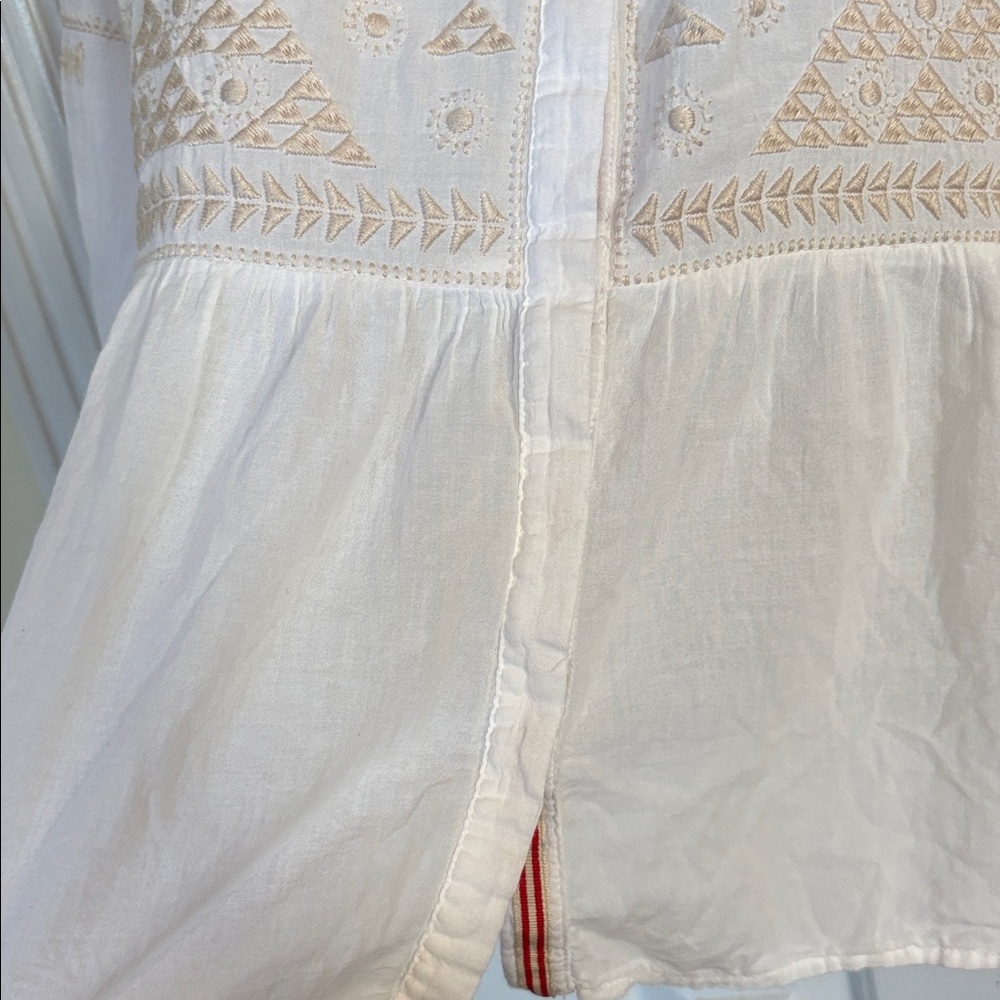 Johnny Was White and Tan Embroidered Shirt - Picture 5 of 8